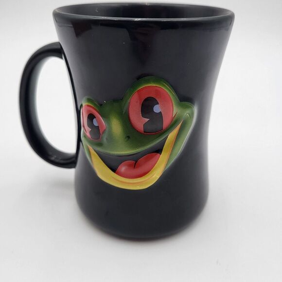 Rainforest Cafe Black Embossed Logo Frog Landry's Ceramic‎ 12oz Coffee Mug - Picture 1 of 8